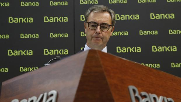 El consejero delegado de Bankia, José Sevilla, durante la presentación hoy de los resultados de la entidad en el primer trimestre de 2017