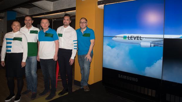 Presentación de Level. con Luis Gallego, presidente de Iberia, Willie Walsh, CEO de IAG y Javier Sánchez Prieto, presidente de Vueling