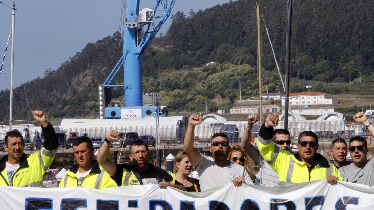 Protesta de estibadores en Vigo