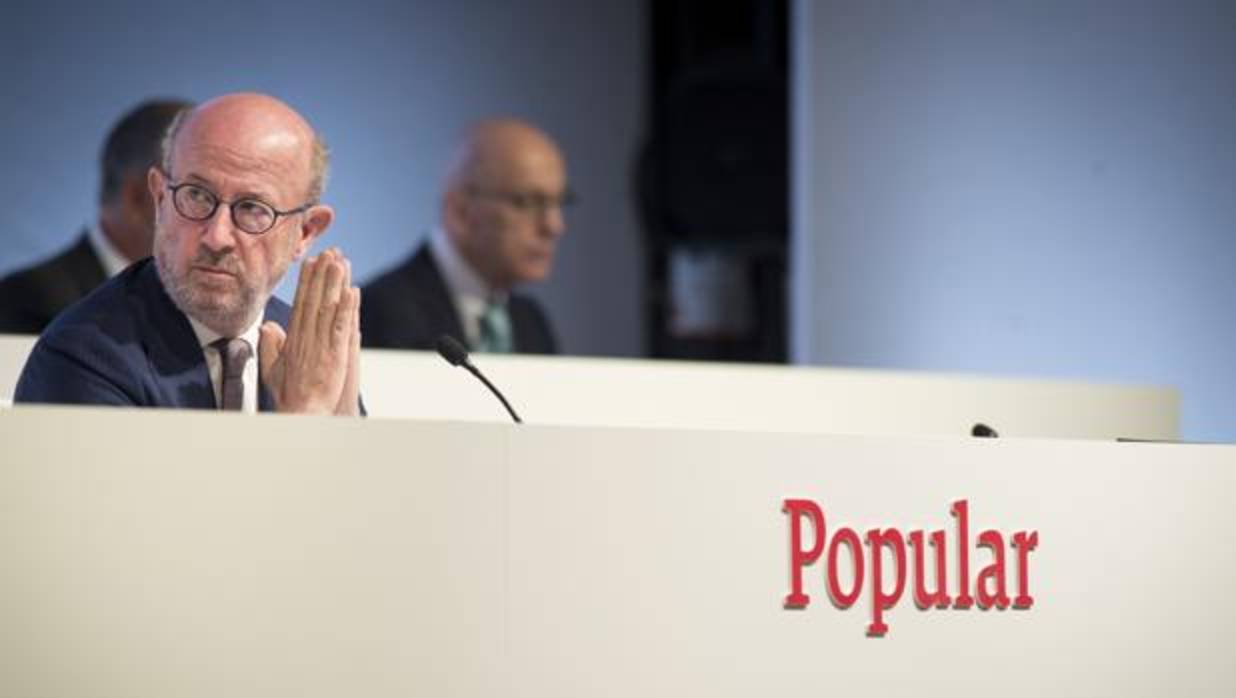 Emilio Saracho, presidente de Popular, durante la junta de accionistas del banco