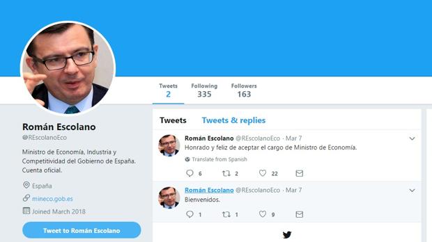 El Ministerio de Economía denuncia la apertura de una cuenta falsa de Twitter a nombre de Escolano