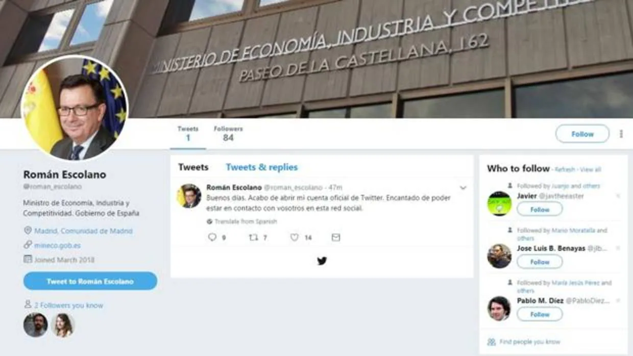 El ministro de Economía abre nueva cuenta en Twitter