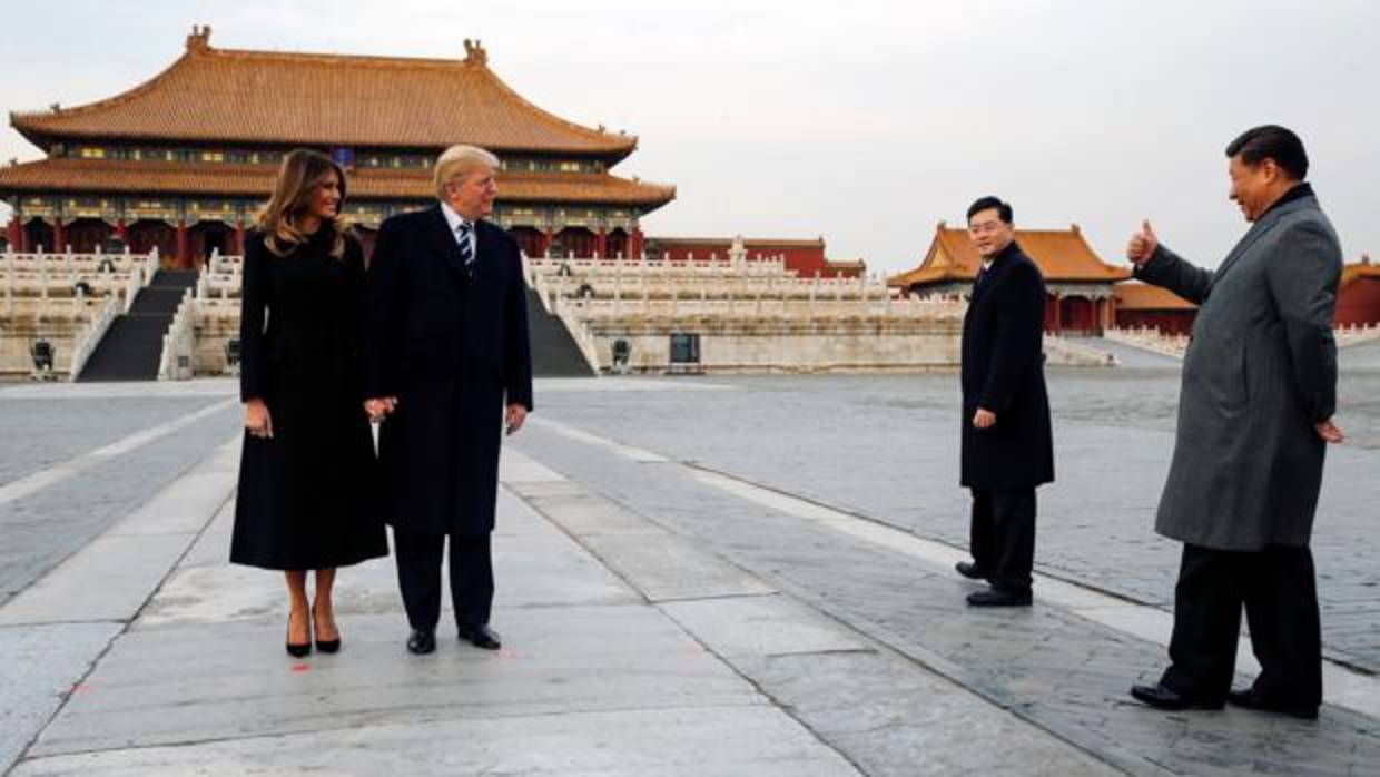 Melania y Donald Trump, junto a Xi en un momento de su última visita a China