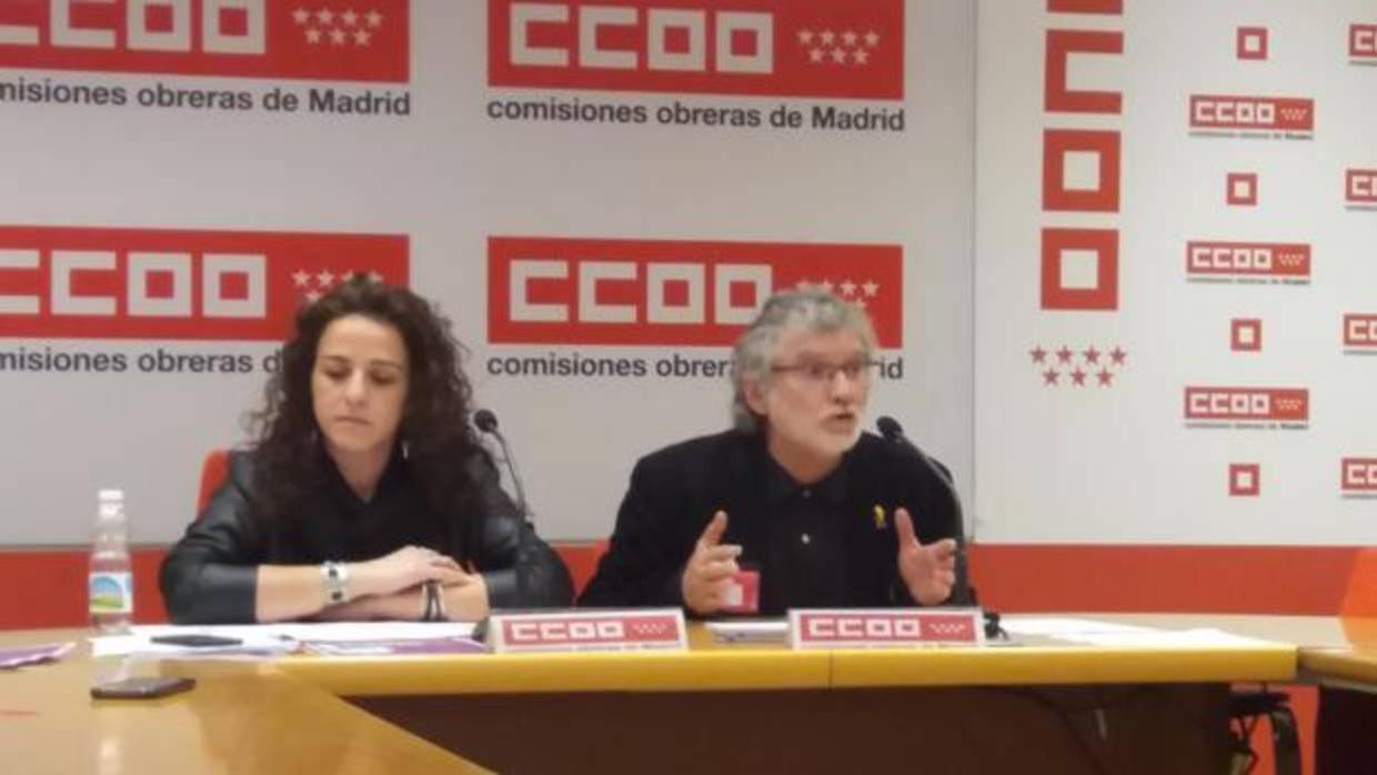 La secretaria de Mujeres e Igualdad, Elena Blasco, y el secretario de Organización, Fernando Lezcano, hoy