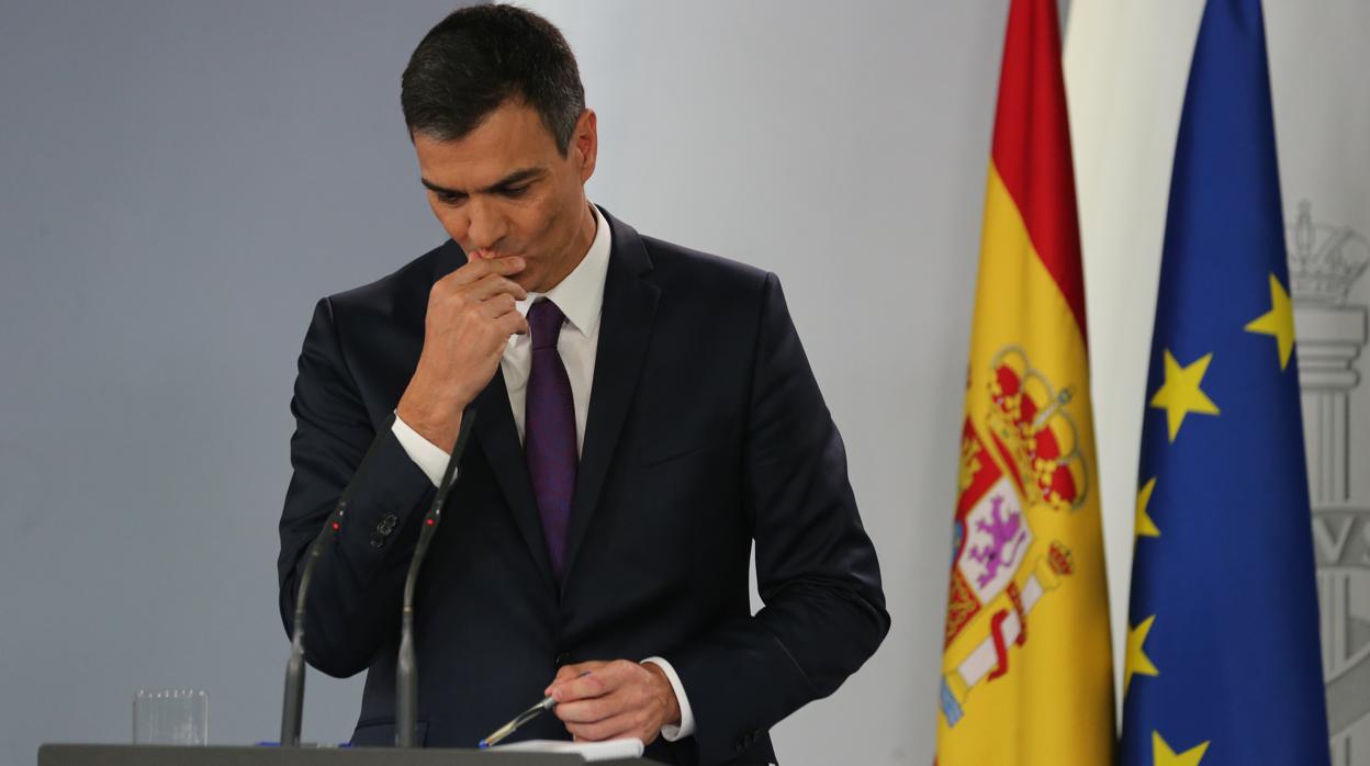 Pedro Sánchez, presidente del Gobierno, durante la rueda de prensa del último Consejo de Ministros