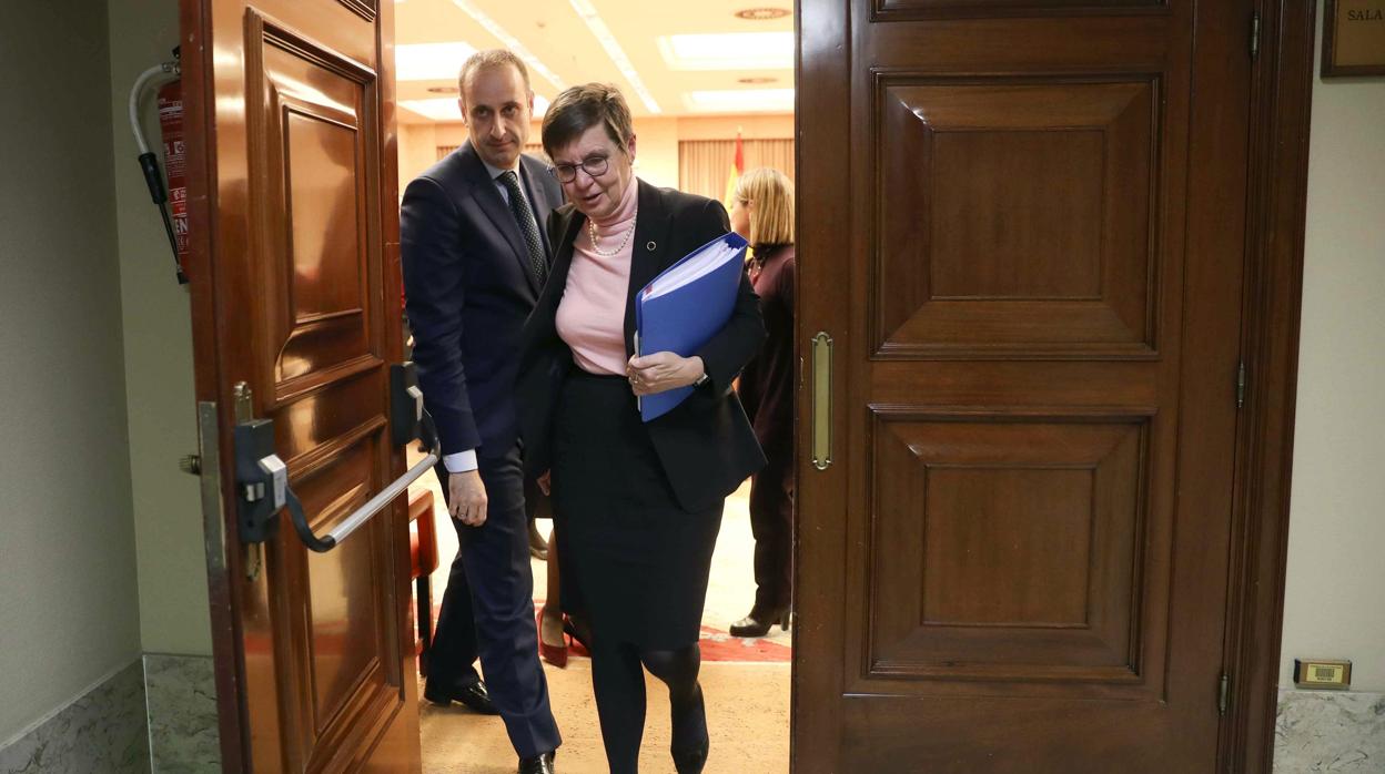 La presidenta de la JUR, Elke König, durante su comparecencia en el Congreso de los Diputados en 2017