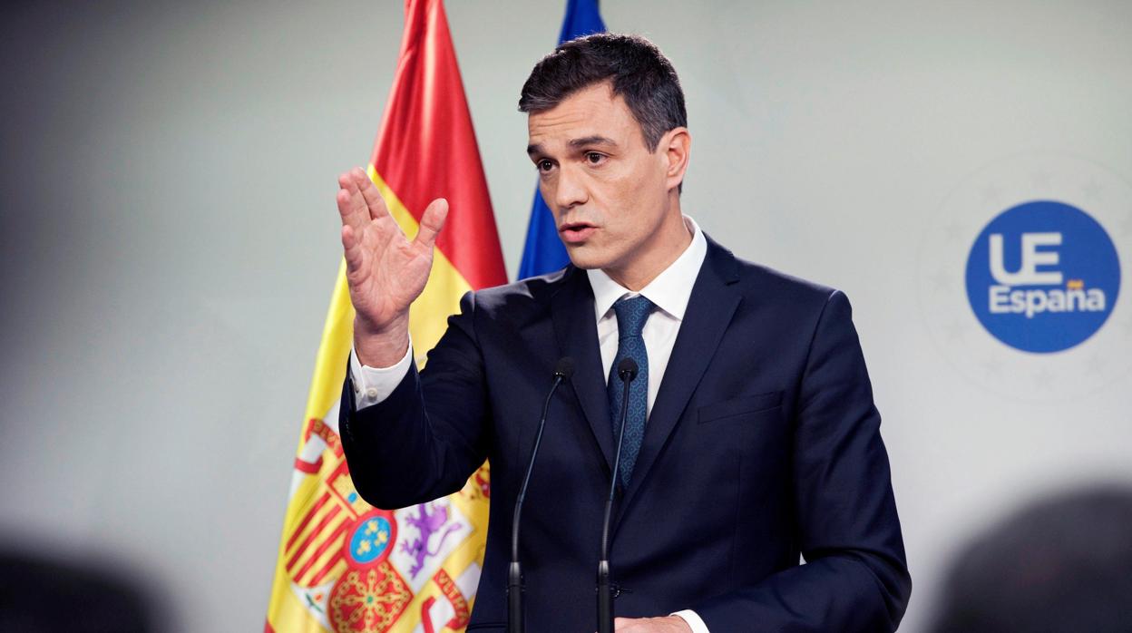 El presidente del Gobierno, Pedro Sánchez, en una rueda de prensa
