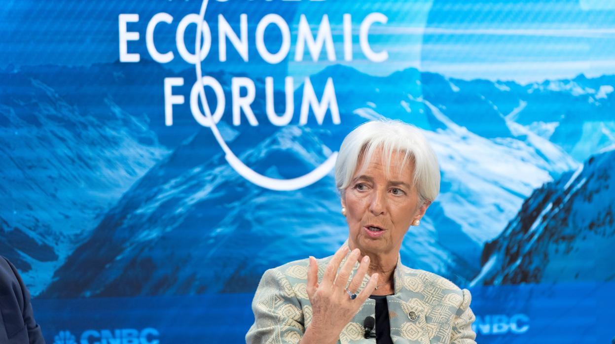 La directora gerente del FMI, Christine Lagarde, durante el último Foro Económico Mundial en Davos (Suiza)