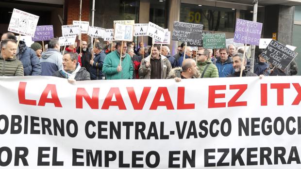 Manifestación de los trabajadores de La Naval en Bilbao