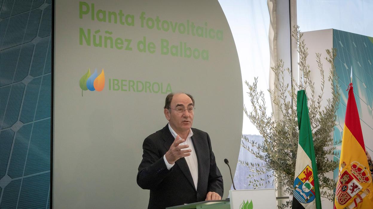 El presidente de Iberdrola, la semana pasada en un acto en la provincia de Badajoz