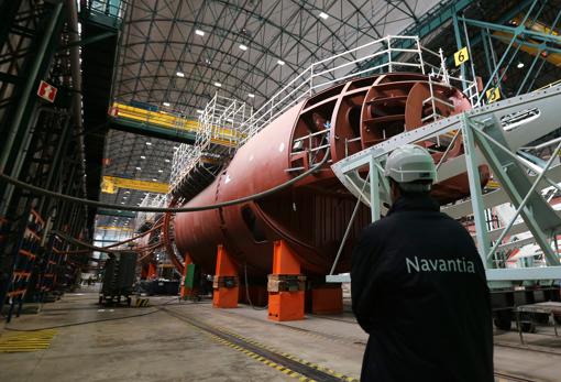 Grada de construcción del submarino S-80 en el astiillero de Navantia en Cartagena