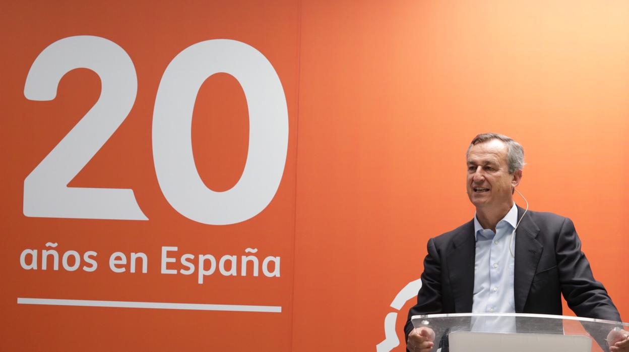 El consejero delegado de ING España y Portugal, César González-Bueno, durante el acto conmemorativo del vigésimo aniversario de la entidad en España