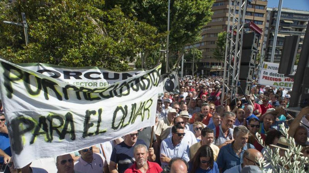 Concentración convocada por COAG y UPA para exigir medidas contra los bajos precios del aceite en mayo