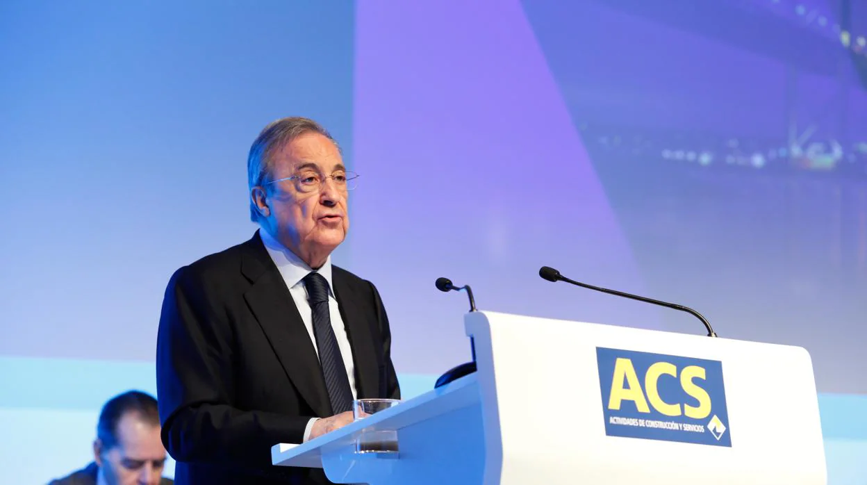 Florentino Pérez, presidente de ACS, en la junta del grupo