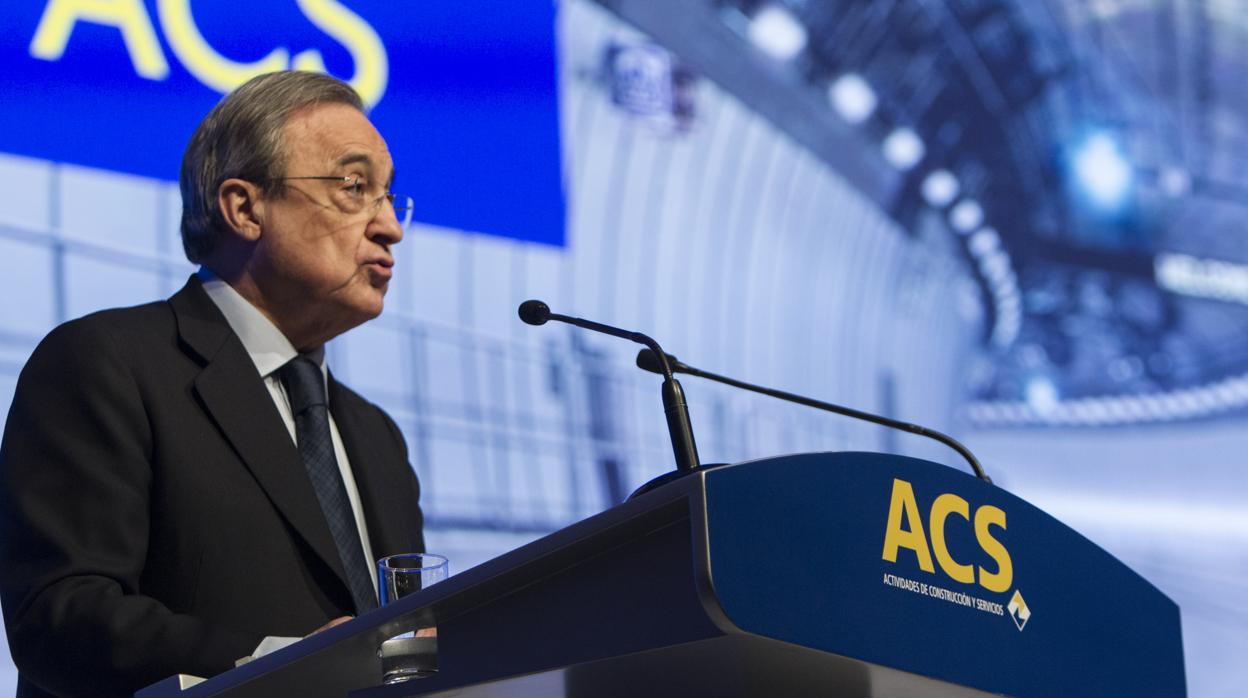 El presidente de ACS, Florentino Pérez, durante una junta de accionistas en 2017