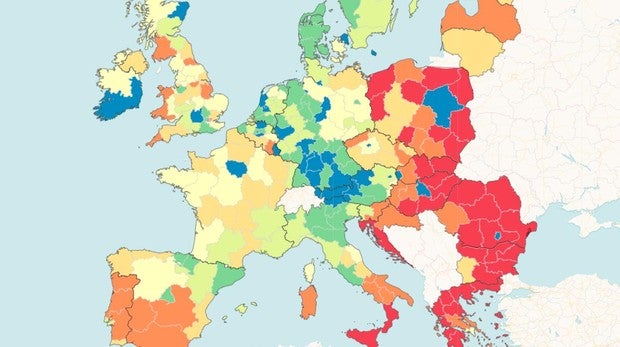 Así se han ido quedando atrás las regiones españolas de las más ricas de la UE