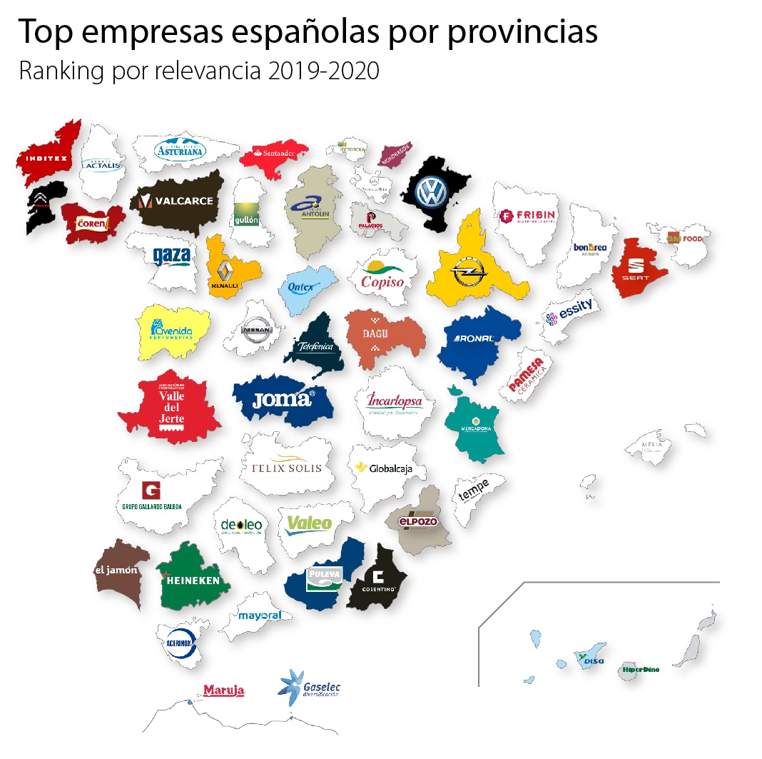 Estas son las empresas más importantes en cada provincia española en 2019