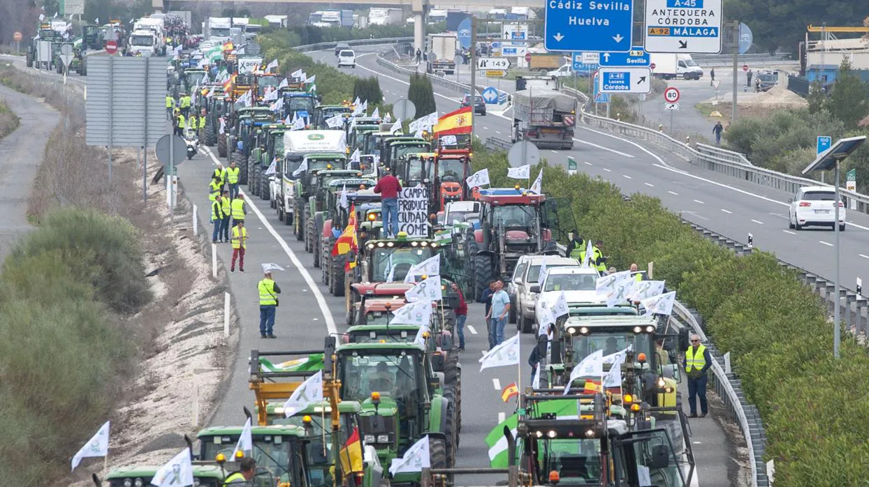 Imagen de una de las protestas de los agricultores durante el último mes