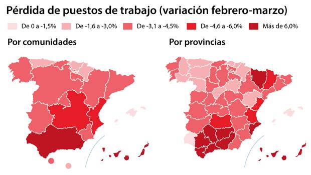 Así se está hundiendo el empleo en España, comunidad a comunidad: en un mes se han perdido dos años