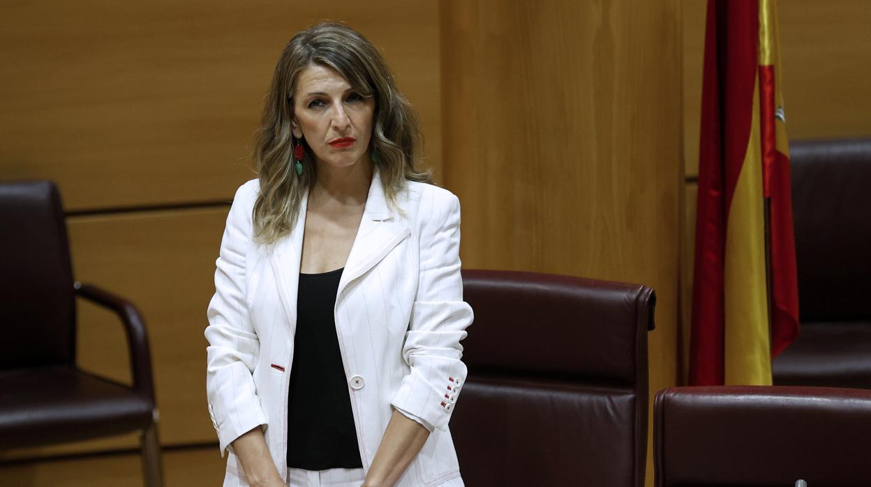 La ministra de Trabajo, Yolanda Díaz, ayer en el Senado