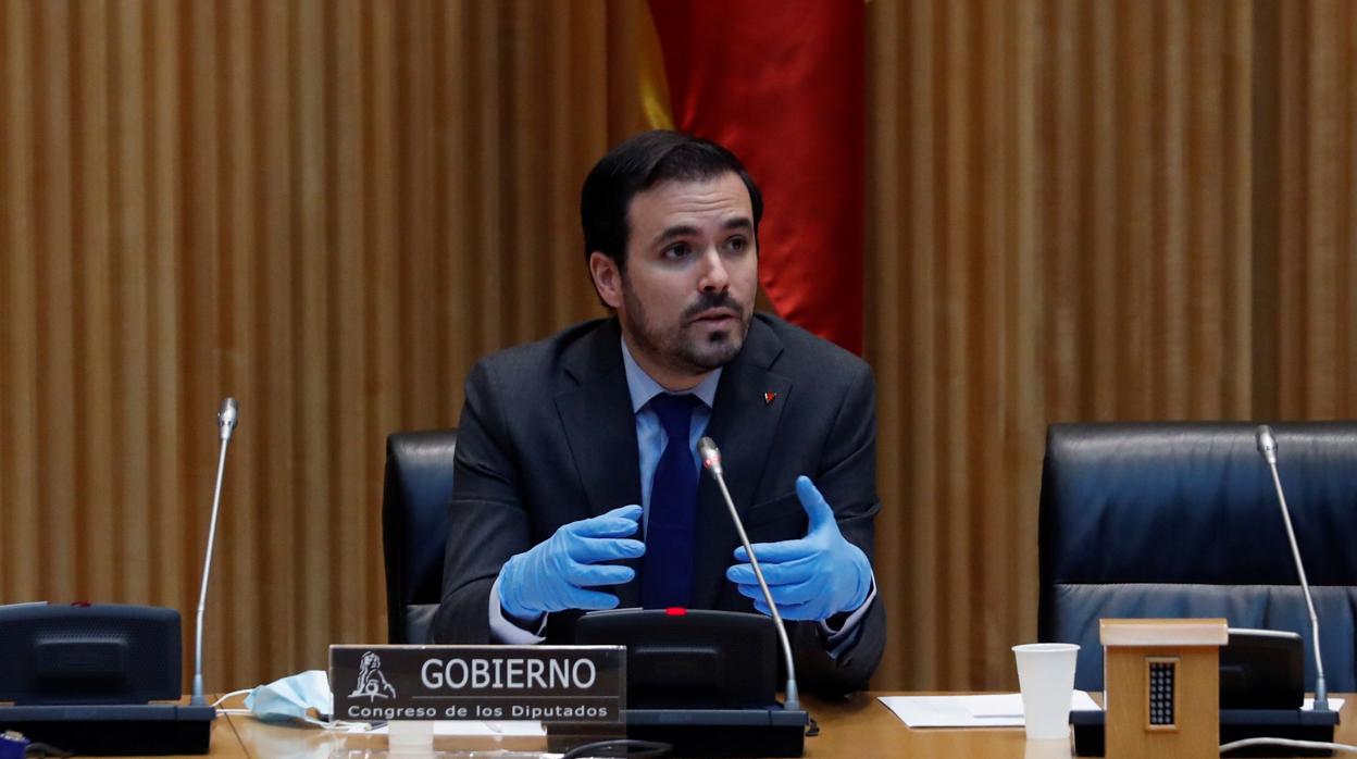 El ministro de Consumo, Alberto Garzón, durante una comparecencia en el Congreso