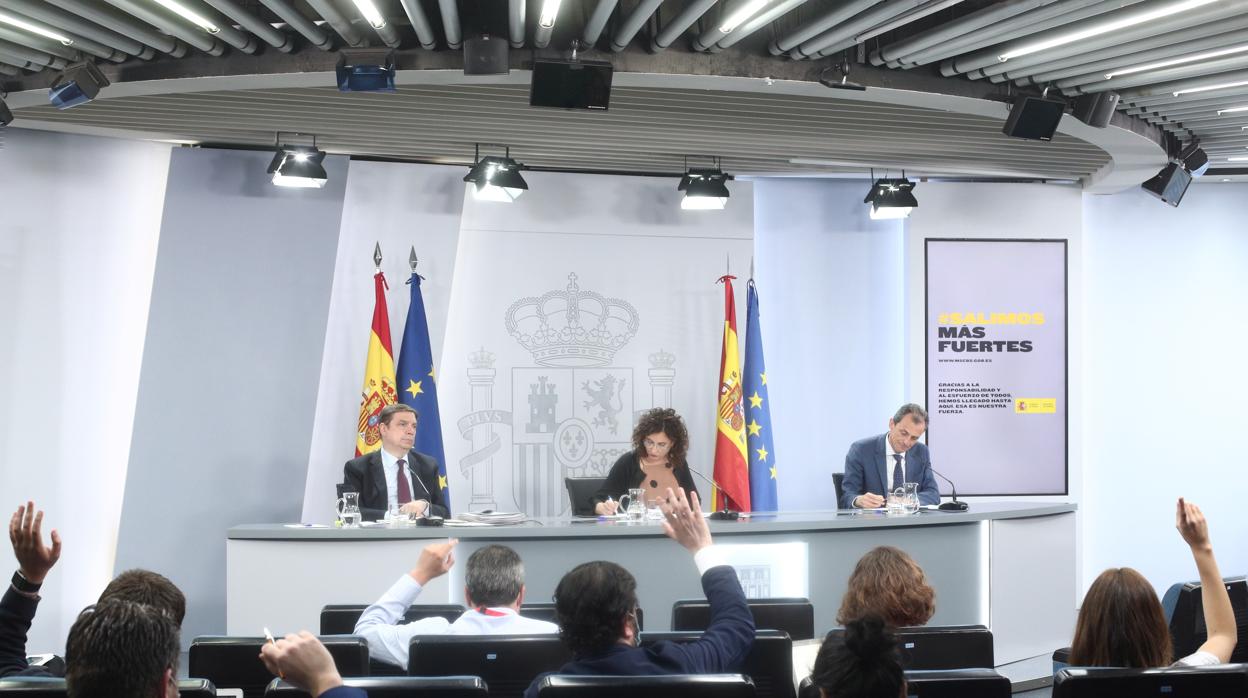 Imagen de la última rueda de prensa del Consejo de Ministros, celebrada el pasado martes