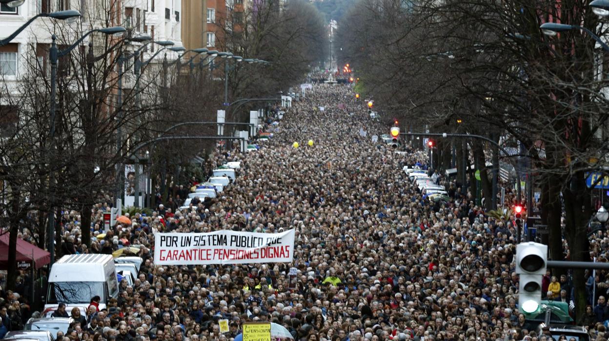 Manifestación de pensionistas en Bilbao