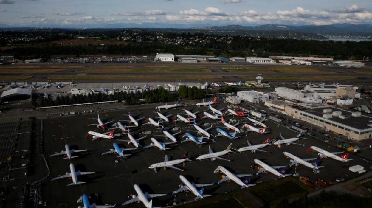 Decenas de Boeing 737 Max estacionados en Seattle, Washington