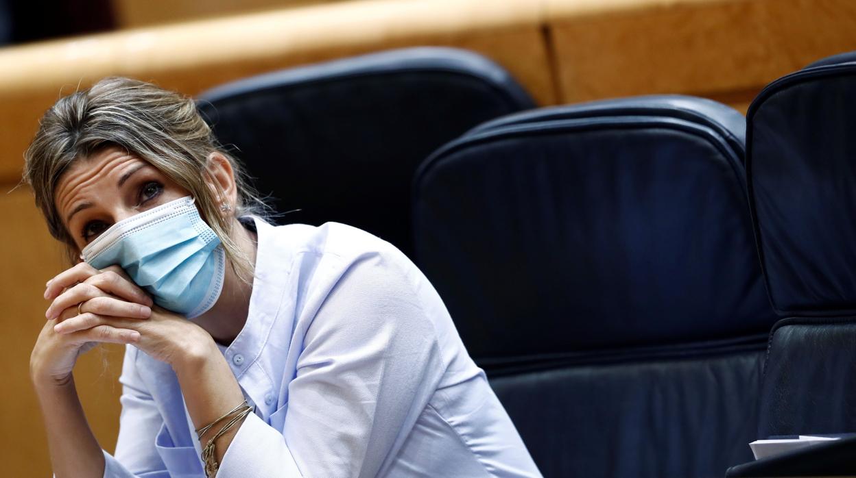 La ministra de Trabajo, Yolanda Díaz, durante la sesión de control al Gobierno producida el pasado martes