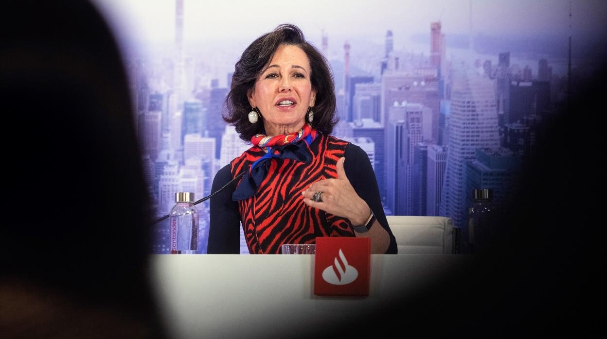 Ana Botín, presidenta de Banco Santander, en la rueda de prensa de presentación de resultados de 2019