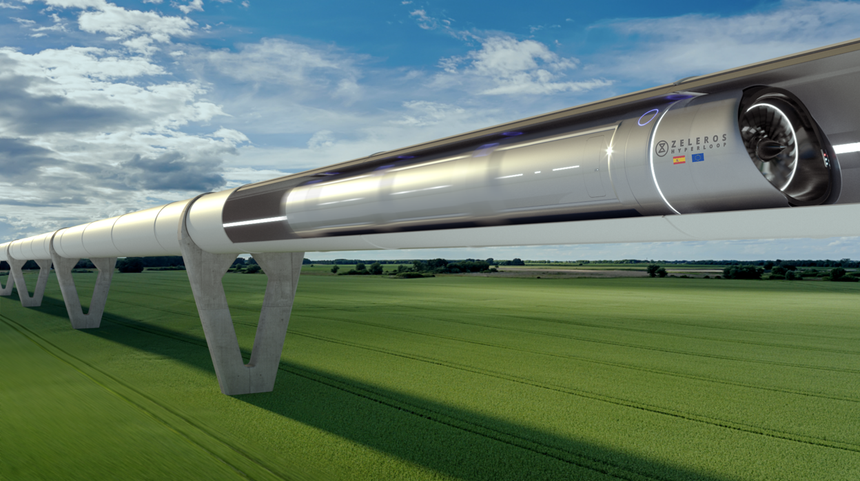 Imagen virtual del tren ultraveloz (hyperloop) en el que trabaja la empresa española Zeleros