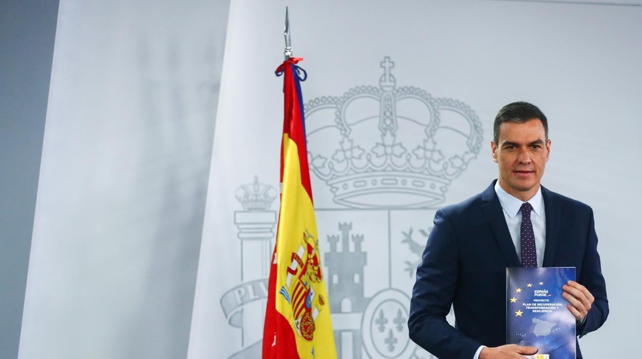 Pedro Sánchez durante la presentación del documento base que enviará a Bruselas