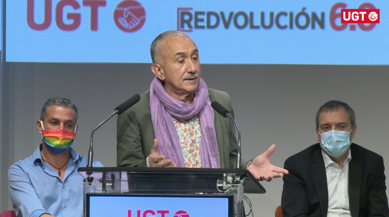 Pepe Álvarez, hoy, en la clausura del congreso confederal en Valencia