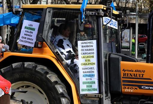 Carteles con las quejas de varios sectores asturianos