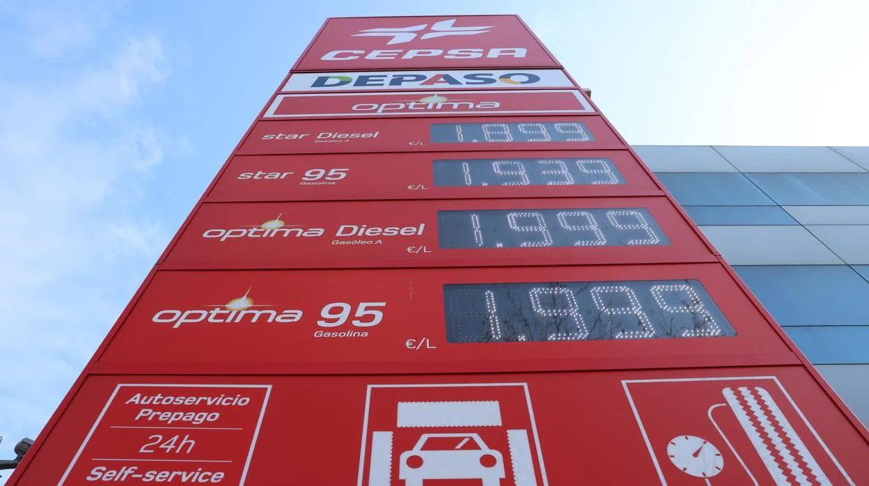 Precios en una gasolinera de Madrid la pasada semana