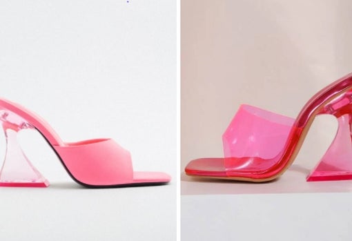 A la izquierda, sandalias de Zara ( 39,95) y, a la derecha, el modelo similar de Shein (22,5 euros)