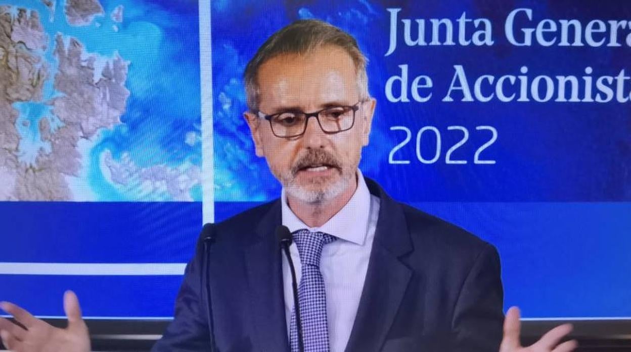 Marc Murtra, presidente de Indra, durante su intervención en la junta de accionistas