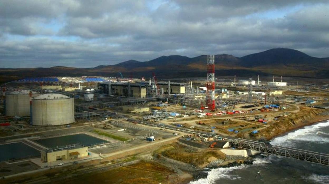 Vista aérea de la planta de gas licuado de Gazprom en Sajalín