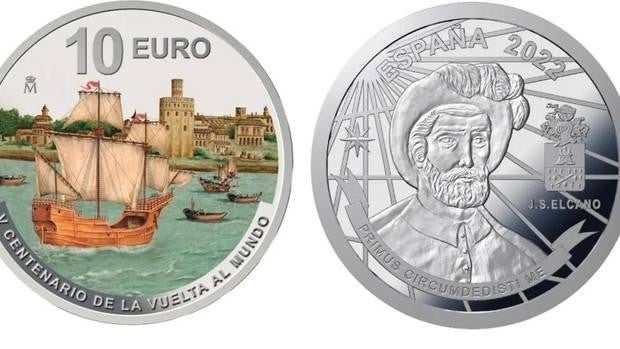 La nueva moneda de 10 euros que homenajea a Juan Sebastián Elcano en la que aparece Sevilla