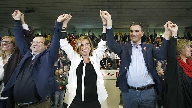 Pedro Sánchez en un mitin del PSOE