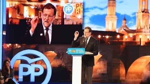 Mariano Rajoy oen un mitin en Zaragoza