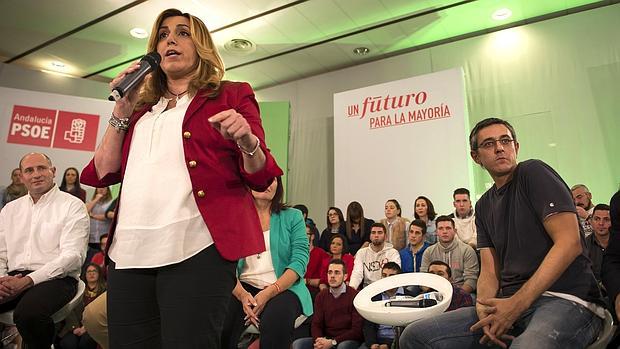 Susana Díaz, el martes en un mitin en Jódar con Madina