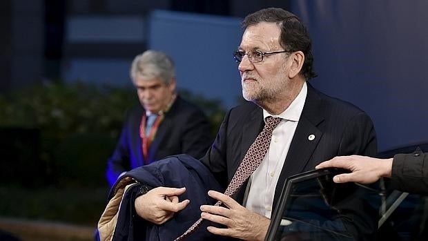 Mariano Rajoy, a su llegada a Bruselas para participar en el Consejo Europeo