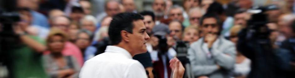 Pedro Sánchez, en el mitin de esta tarde en Bilbao