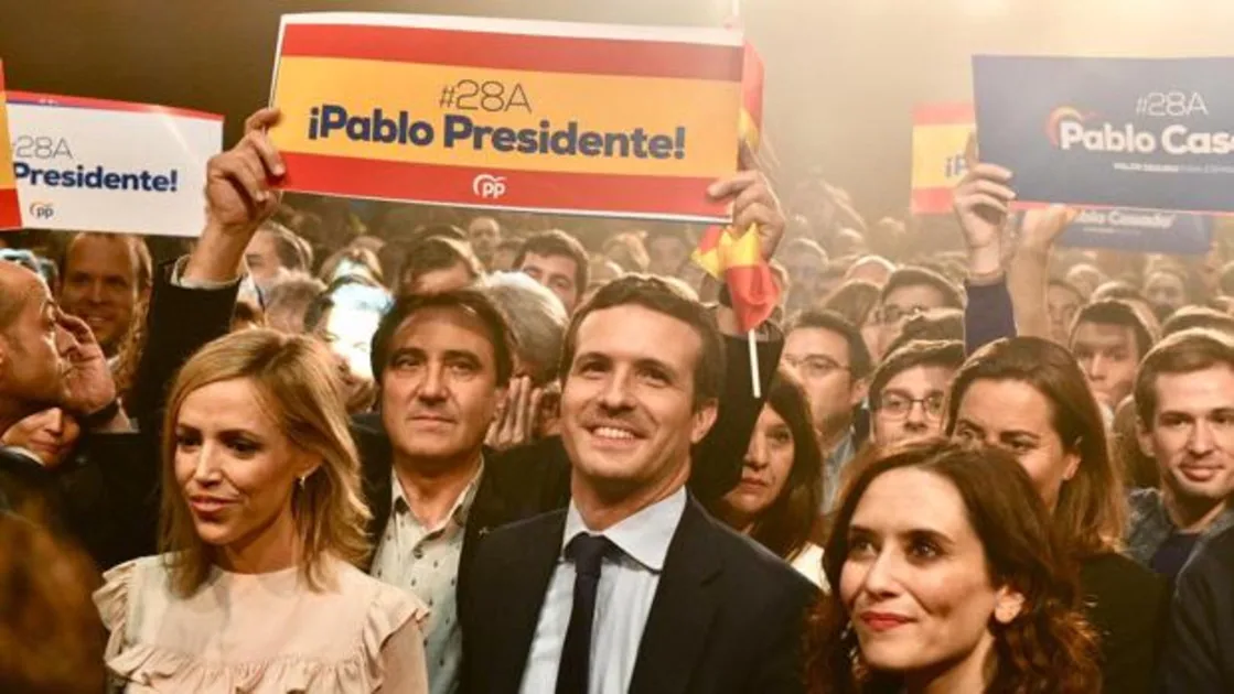 Pablo Casado, en el acto de inicio de la campaña electoral, en Madrid