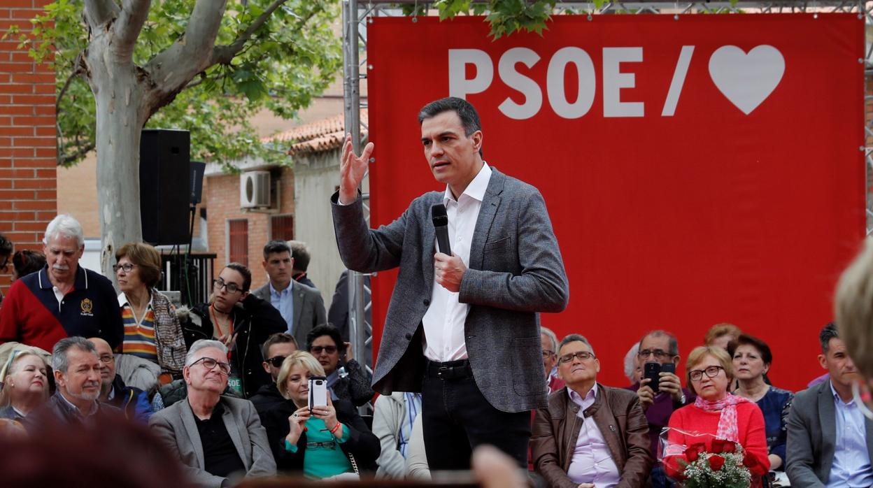 Pedro Sánchez, ayer, en un acto en Leganés.