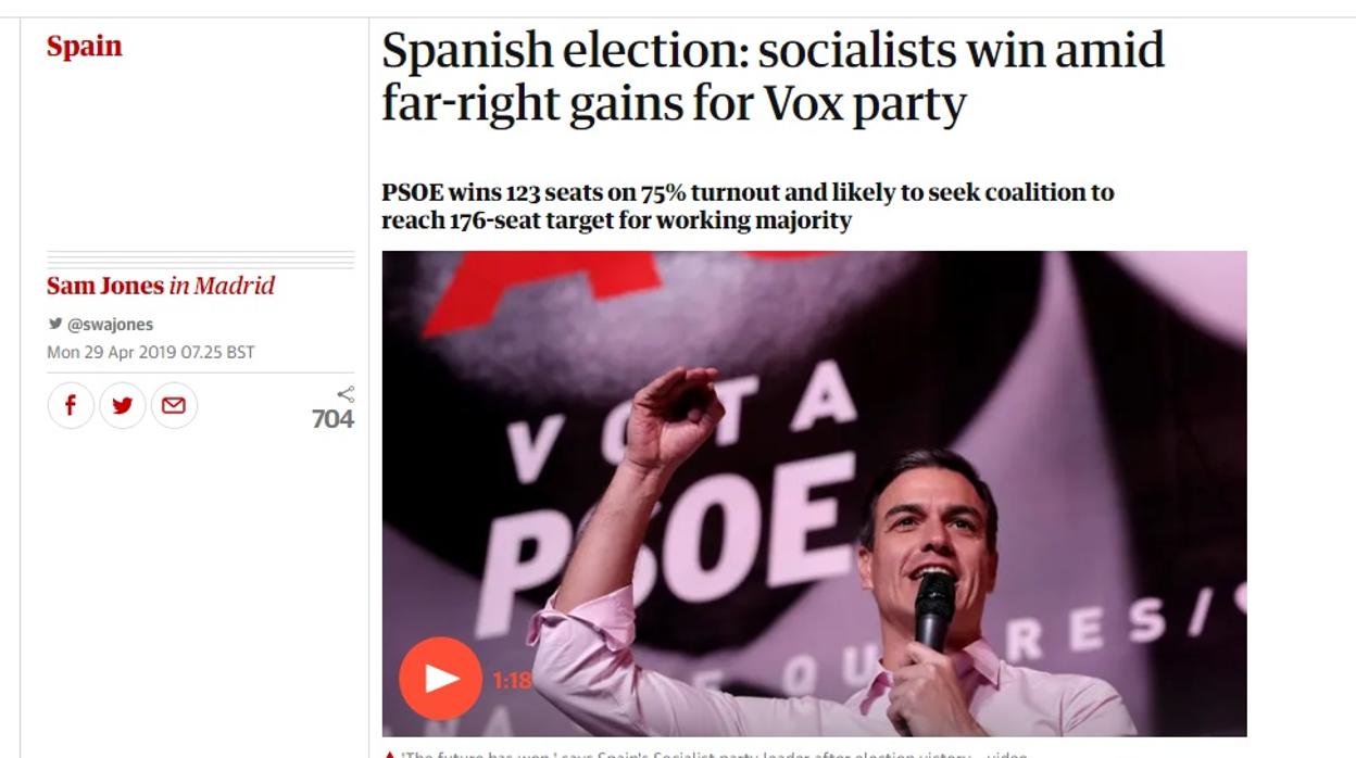 Información de «The Guardian» sobre las elecciones generales en España