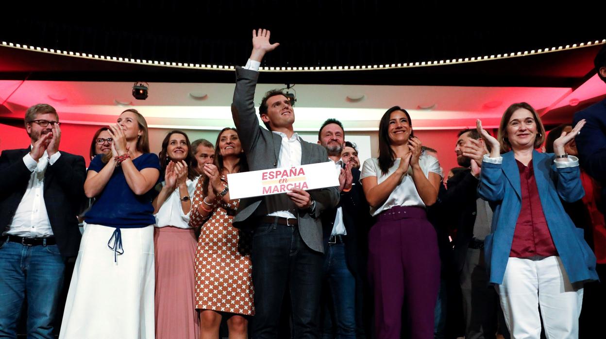 Albert Rivera, ayer, en la presentación de su lema de campaña