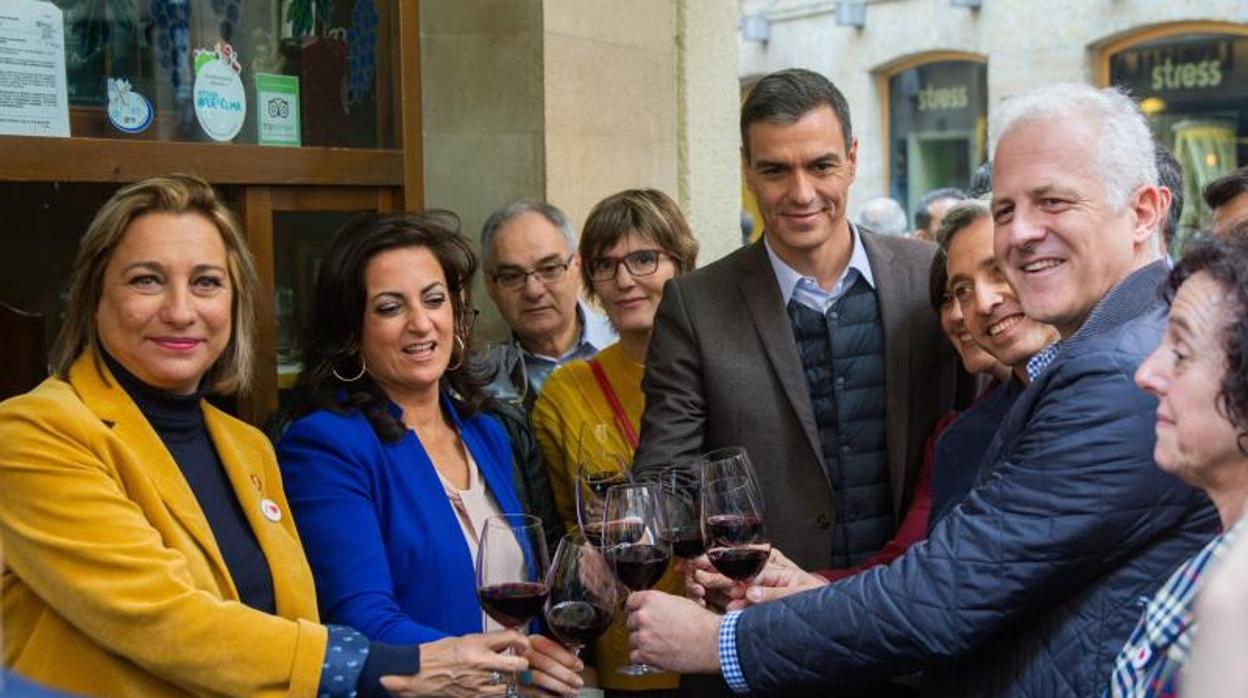 Sánchez, ayer en Logroño, antes de desplazarse a Pamplona