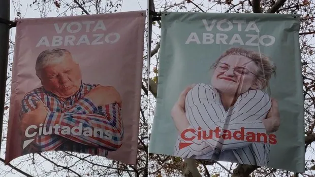 Ciudadanos ordena la retirada «inmediata» de los carteles en los que pedía «votar abrazos»